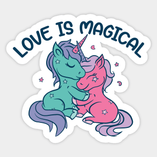 Love Is Magical | Hugging Unicorns Sticker